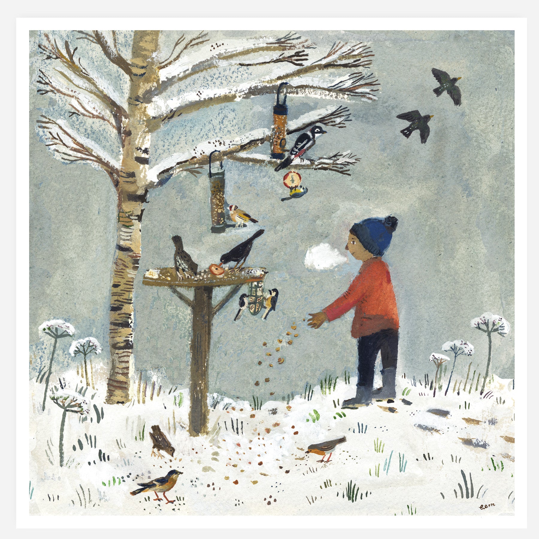 Feeding the Birds 20x20cm Print