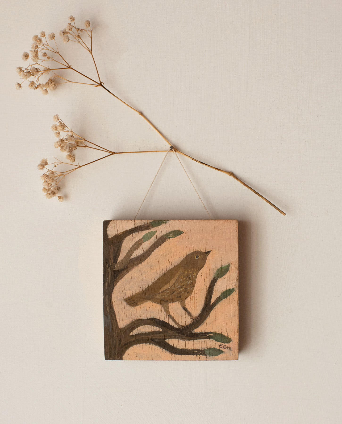 Song Thrush  - original painting on wood